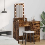 masa de toaletă vidaXL cu lumini LED stejar afumat 50x41x140 cm