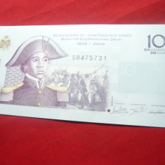 Bancnota 10 gourdes Haiti 2004 Comemorativa ,cal. NC