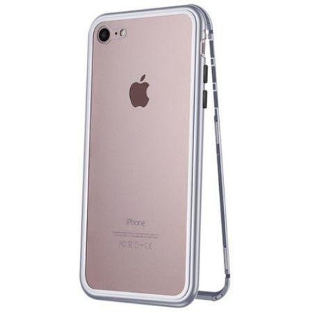 Husa cu Bumper din Aluminiu cu prindere Magnetica si spate din Sticla Temperata Securizata pentru iPhone 7 / 8