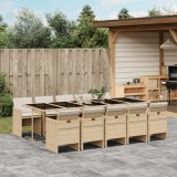 Set mobilier de grădină cu perne, 11 piese, bej, poliratan