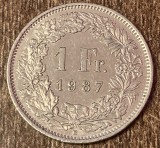 C50 - Moneda foarte veche - Elvetia - 1 franc - 1987