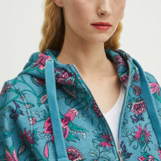 Medicine bluza femei, culoarea turcoaz, cu glugă, modelator