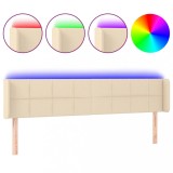 Cumpara ieftin Tablie de pat cu LED, crem, 163x16x78/88 cm, textil