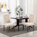vidaXL Scaune de bucătărie, 2 buc., aspect p&acirc;nză, bej, material textil