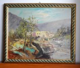 Orasul vazut de sus - pictura originala ulei pe panza, sasiu inramat 57 x 48 cm