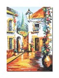 Cumpara ieftin Tablou peisaj citadinpictat manual, Aleea cu felinar, 70x50cm ulei pe panza, superb