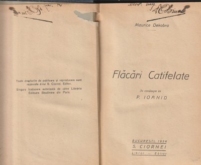 MAURICE DEKOBRA - FLACARI CATIFELATE ( 1928 ) ( RELEGATA ) foto