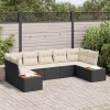 VidaXL Set de canapele pentru grădină cu pernă 7 pcs Negru Rattan poli 3348158