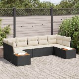 VidaXL Set de canapele pentru grădină cu pernă 7 pcs Negru Rattan poli 3348158