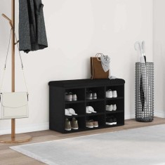 vidaXL Bancă pentru pantofi Negru 80 x 30 x 48 cm Lemn compozit 862987