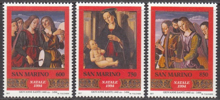 C2533 - San Marino 1994 - Craciun 3v.nestampilat MNH