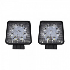 Set 2 x Proiectoare auto patrate, 54W/set, 9LED, 3.5 cm, 10/30V