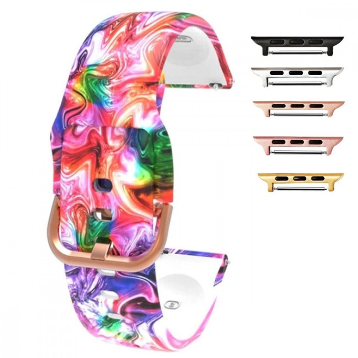 Curea silicon, compatibila Apple Watch 10, 42mm, telescoape QR, Color Festival