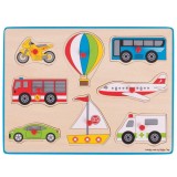Puzzle din lemn incastru - Vehicule PlayLearn Toys, BigJigs Toys