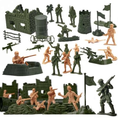 Set, militar, 60 soldati, accesorii, 5 cm foto