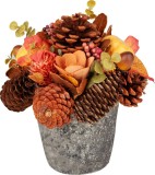 Ikebana decorativa de toamna MagicHome Nature, portocalie, 18 cm