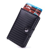 Portofel Carbon, din piele ecologica, Protectie RFID, pentru 6-7 carduri bancare, 10 cm x 6.6 cm