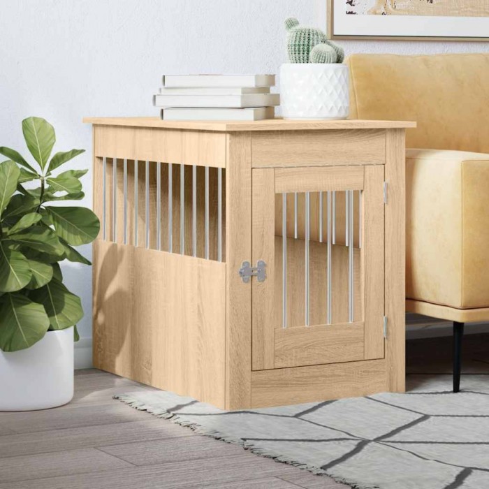 vidaXL Ladă pentru c&acirc;ini, stejar sonoma, 55x80x68 cm, lemn compozit 838325