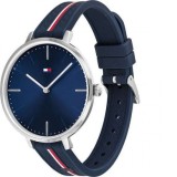 Ceas Dama Tommy Hilfiger Alexa 1782154, Analogic, Curea Cauciuc Bleumarin, Cadran Argintiu