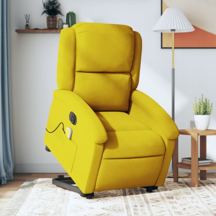 vidaXL Fotoliu de masaj electric rabatabil cu ridicare galben, catifea