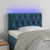 VidaXL Tăblie de pat cu LED, albastru &icirc;nchis, 80x7x78/88 cm, catifea