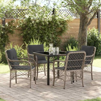 vidaXL Set de masă pentru grădină 5 pcs Gri deschis Rattan poli 3380240 foto