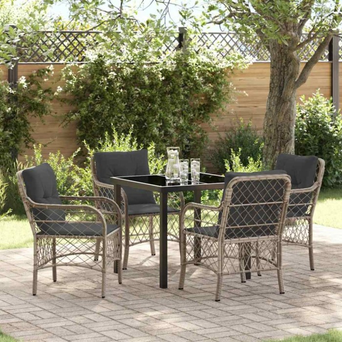 vidaXL Set de masă pentru grădină 5 pcs Gri deschis Rattan poli 3380240