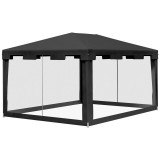 Cumpara ieftin Pavilion/foisor pentru gradina/terasa, cadru metalic, cu plasa de tantari, gri inchis, 3.95x2.95x2.55 m, ART