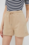 Gant pantaloni scurti din bumbac culoarea bej, neted, high waist