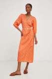 Cumpara ieftin Answear Lab rochie culoarea portocaliu, midi, drept