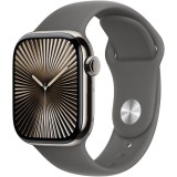Apple Watch 10, GPS, Cellular, Carcasa Natural Titanium 42mm, Stone Grey Sport Band - M/L