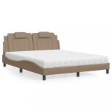 Cumpara ieftin Pat cu saltea, cappuccino, 160x200cm piele ecologică