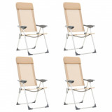 Cumpara ieftin Scaune de camping pliante, 4 buc., crem, aluminiu