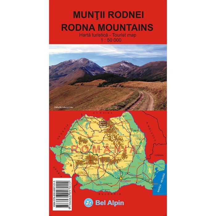 Harta Muntii Rodnei - Wanderkarte Rodnaer Gebirge - Hiking Map Rodnei Mountains M 1:50.000