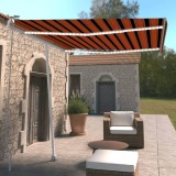 Copertina retractabila manual cu LED portocaliu&amp;maro 300x250 cm GartenMobel Dekor, vidaXL