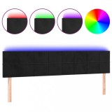 Cumpara ieftin Tablie de pat cu LED, negru, 200x5x78/88 cm, catifea