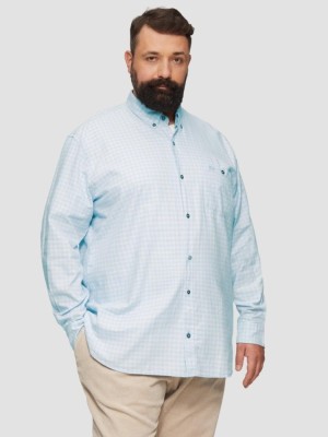 Camasa barbati big sizes, cu maneca lunga si imprimeu in carouri, Regular fit, Albastru deschis, 2XL foto