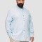 Camasa barbati big sizes, cu maneca lunga si imprimeu in carouri, Regular fit, Albastru deschis, 2XL