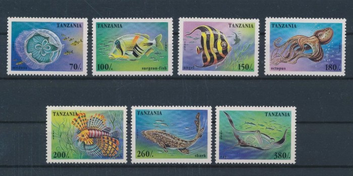 TANZANIA 1995-PESTI-SERIE COMPLETA DE 7 timbre NESTAMPILATE