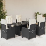 Cumpara ieftin Gossi set mobilier de gradina cu perne, 7 piese, negru, poliratan