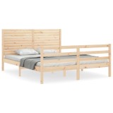 Cadru de pat cu tablie, king size, lemn masiv