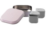 Set cutie cu 2 silipods pentru mancare bebelusi Miniware Grow bento, 3 piese, Cotton Candy+Grey