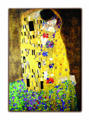 Reproducerea picturii Gustav Klimt Sarutul textura pictata manual 100x70cm foto