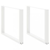 VidaXL Picioare de masă &icirc;n formă de U, 2 buc., alb, 100 x (72-73) cm, oțel
