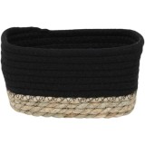 Coș Mic Rectangular Bumbac / Iarba De Mare 19X11X10 Cm &ndash; Negru / Bej | Organizatoare Baie