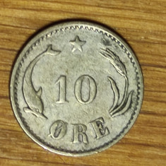 Danemarca - raritate argint - 10 ore 1884 - Christian IX -valoare catalog uriasa