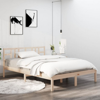vidaXL Cadru de pat, 140x190 cm, lemn masiv foto