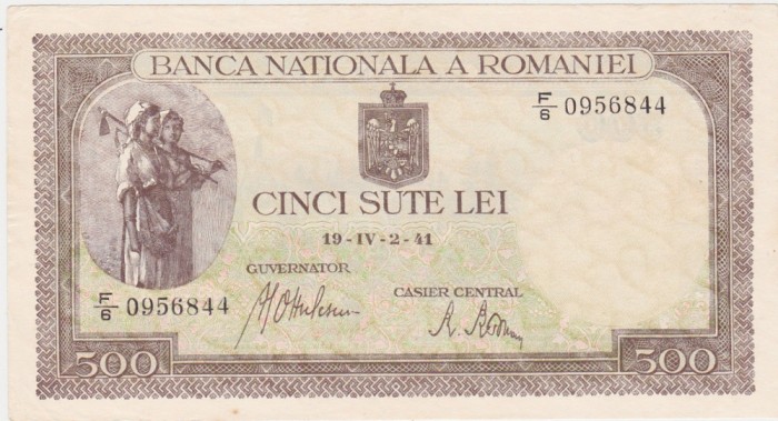 ROMANIA 500 LEI aprilie 1941 aXF