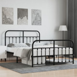 VidaXL Cadru pat metalic cu tăblie de cap/picioare, negru, 150x200 cm