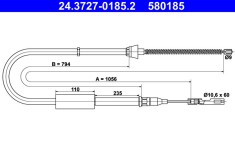 ATE 24.3727-0185.2 Cablu, frana de parcare